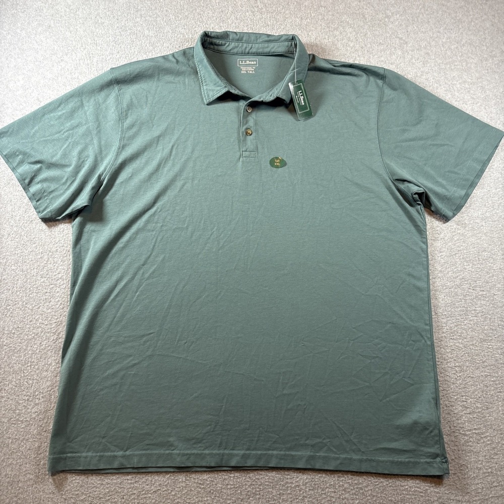 L.L. Bean Men's 2XLT Polo Shirt Soft Spruce Green Traditional Fit Super Soft NEW